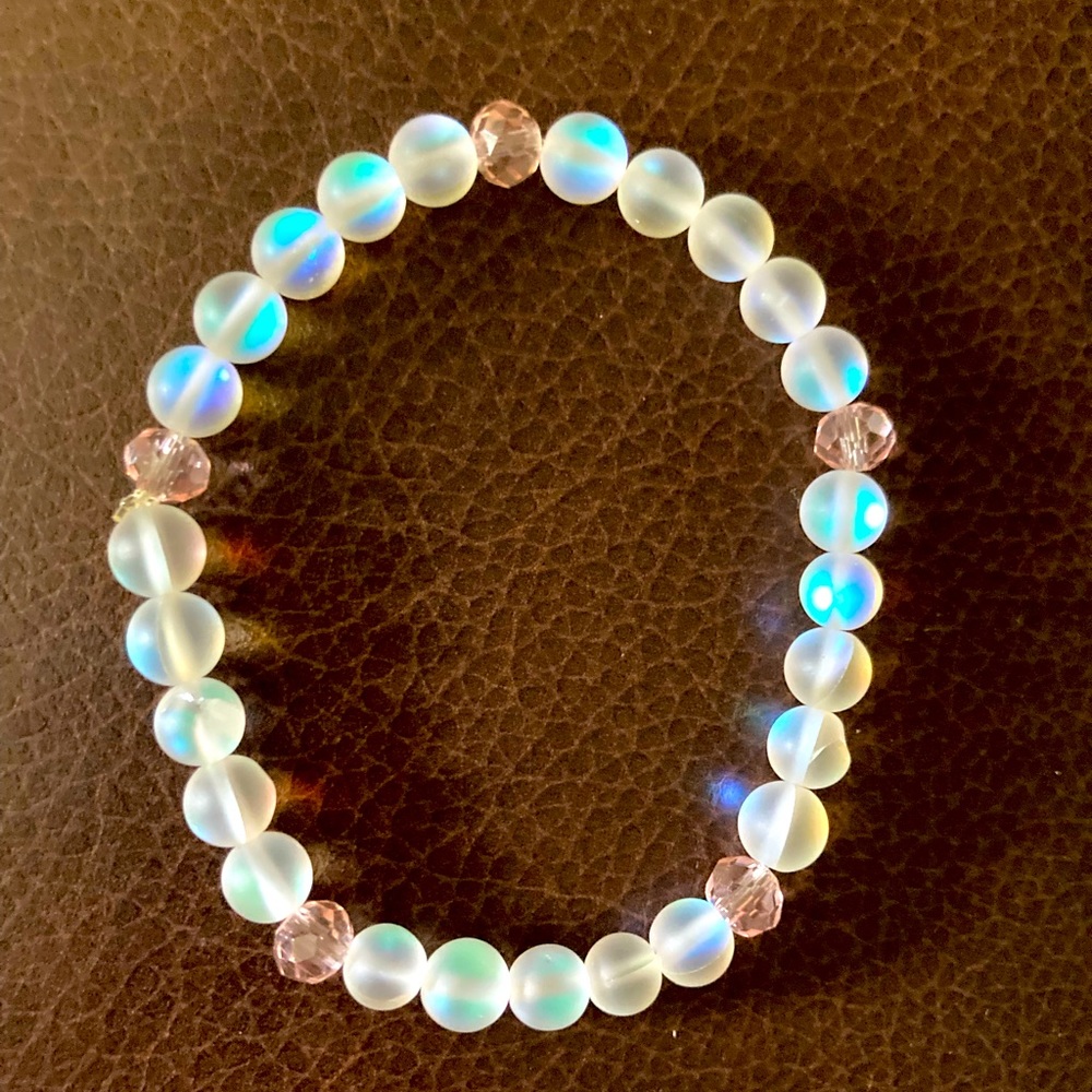 COPY - 2 for $10 Mermaid glass-white frosted & pink cryst